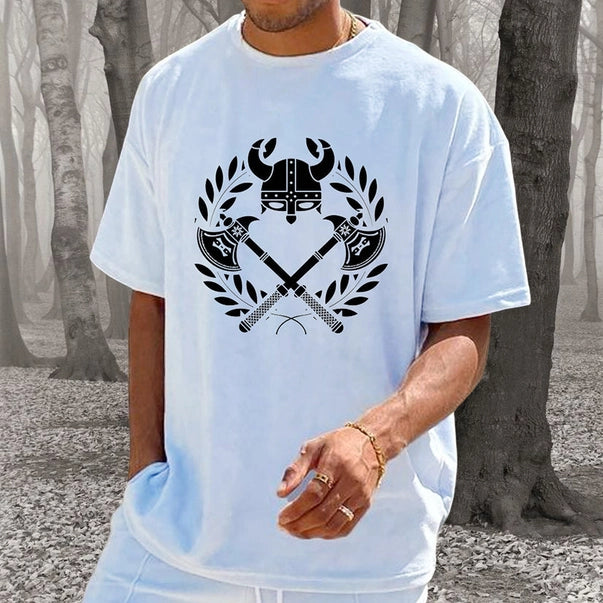 Nordic Heritage Attire Axe and Armor Tribute Viking Tees - Style 2