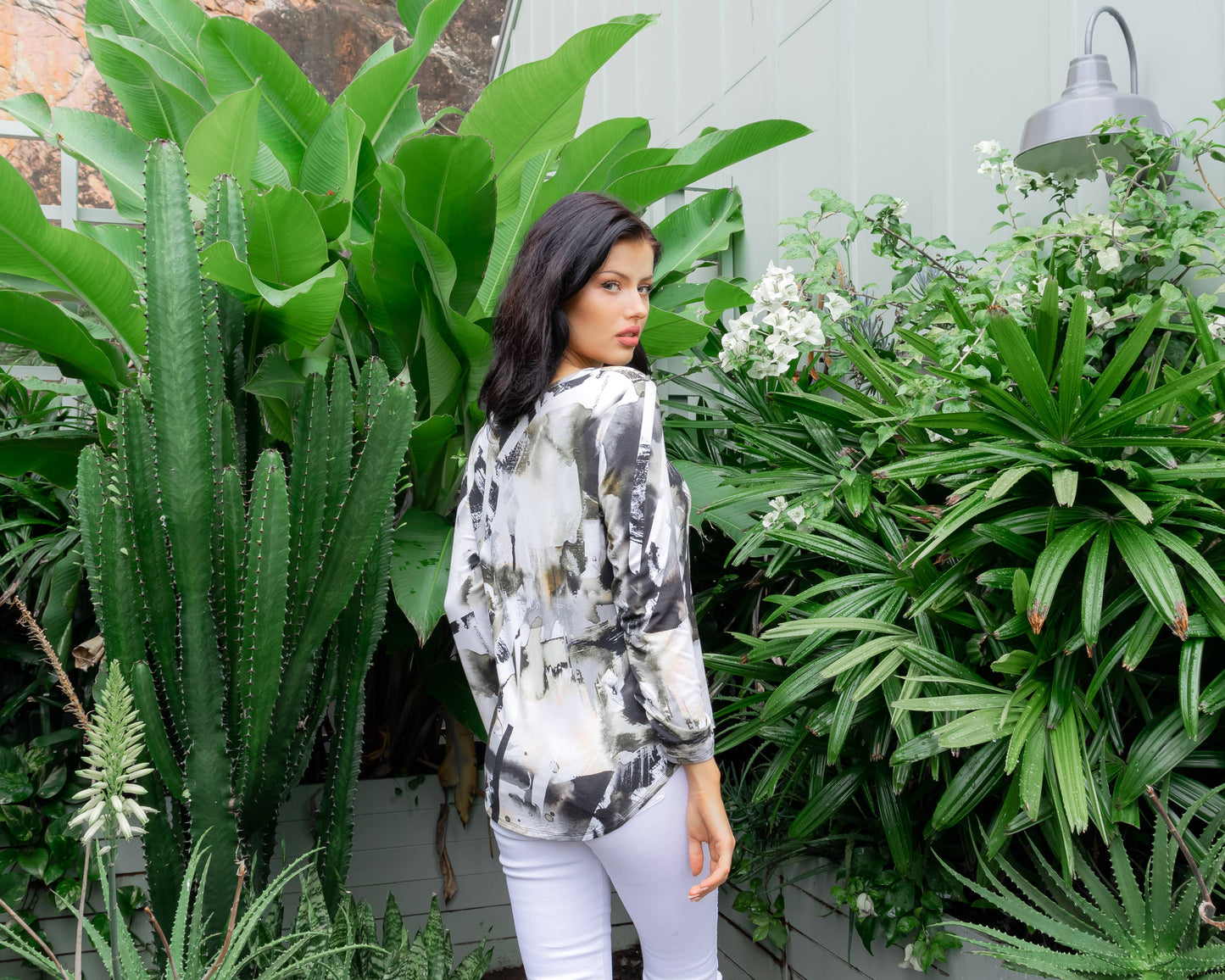 Harper - Black Pattern Long Sleeve T-Shirt