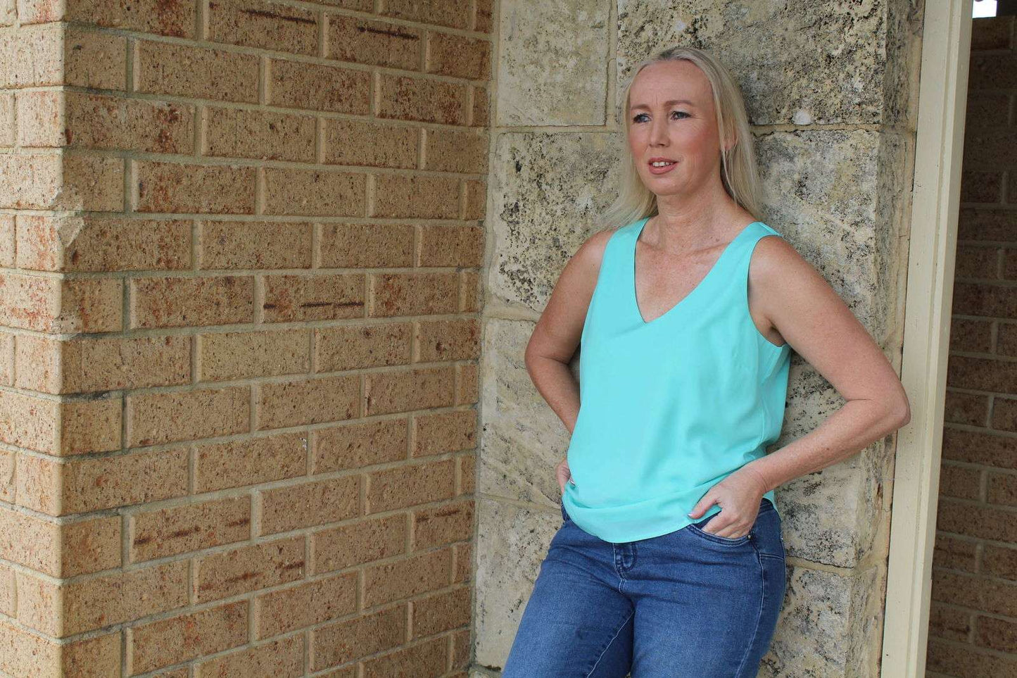 Kayla - Turquoise Satin Top - Lady Jayne Boutique