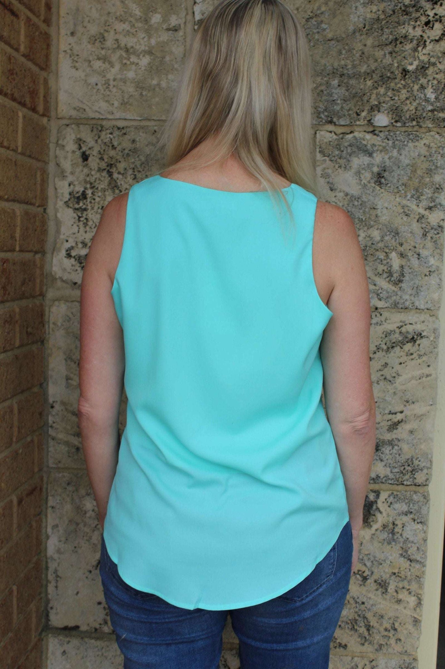 Kayla - Turquoise Satin Top - Lady Jayne Boutique