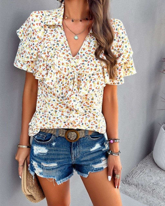 Jenny - Floral Frilled Top