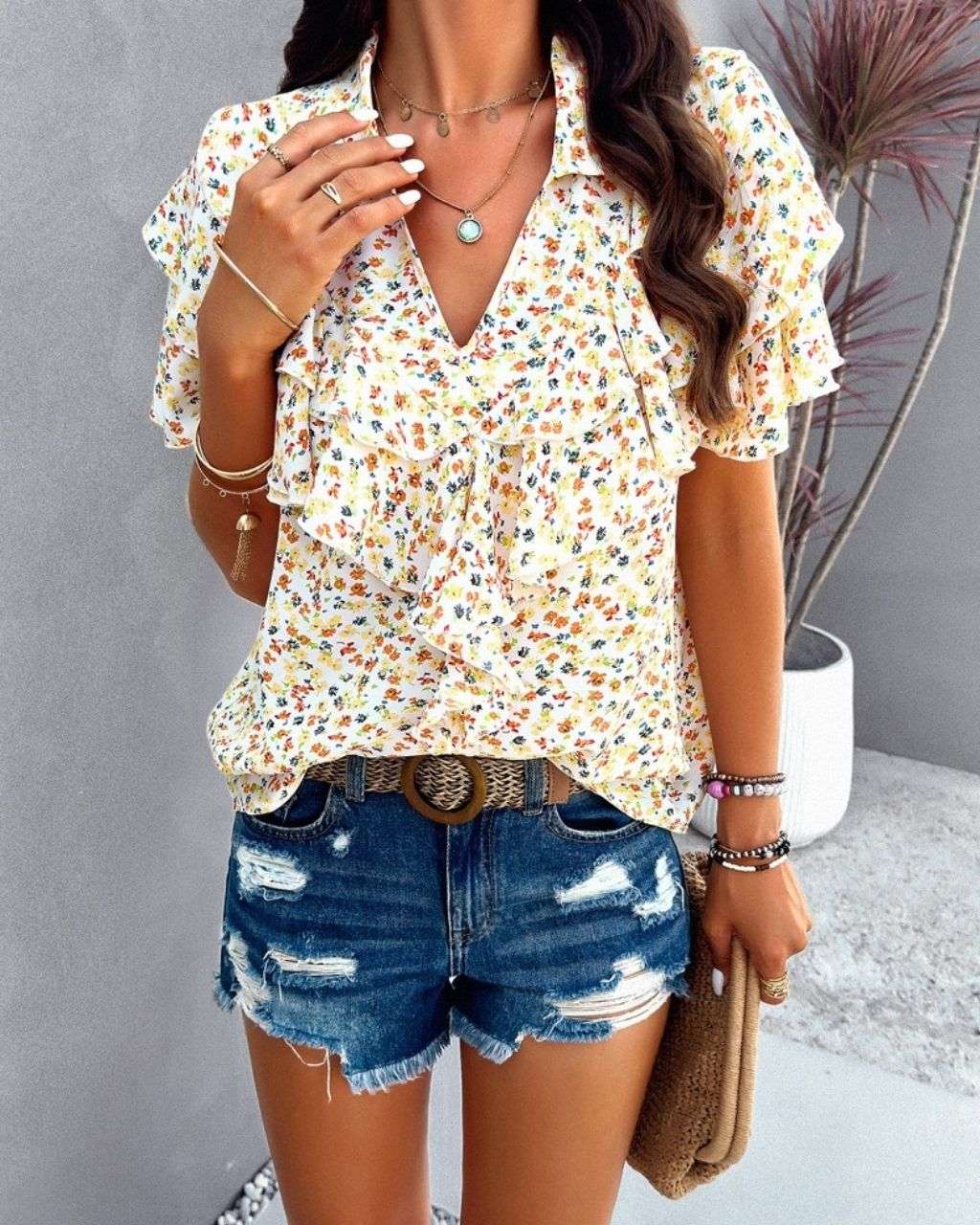 Jenny - Floral Frilled Top