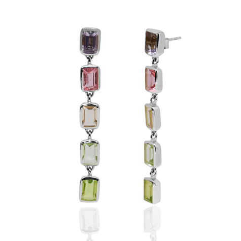 STERLING SILVER EARRINGS - AMETHYST - PINK TOURMALINE HYDRO - MORGANITE HYDRO - GREEN AMETHYST - PERIDOT
