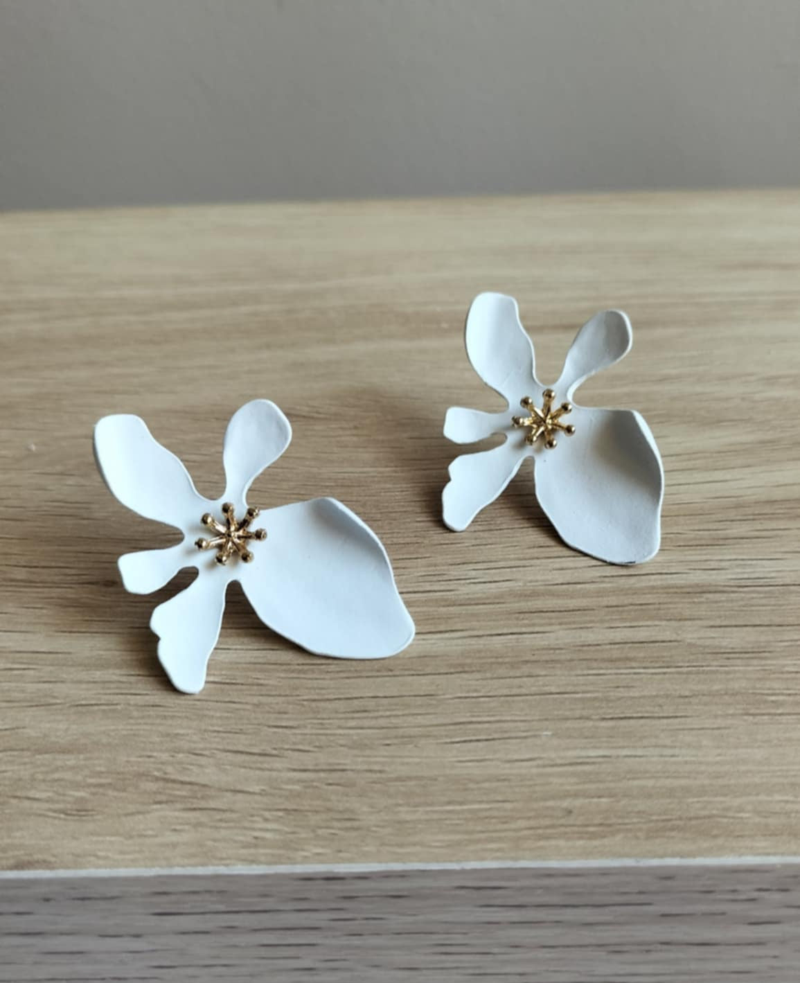 White Enamel Earrings
