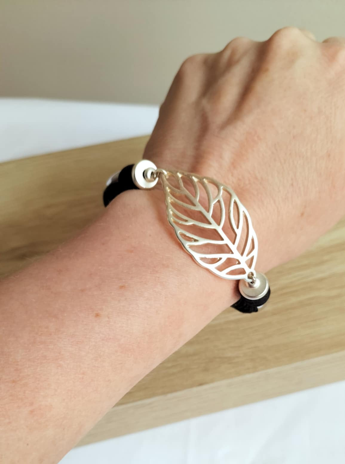 Silver Skelton Leaf Bracelet