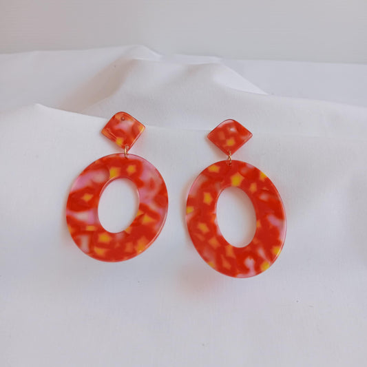 Red Acrylic Circle Earrings