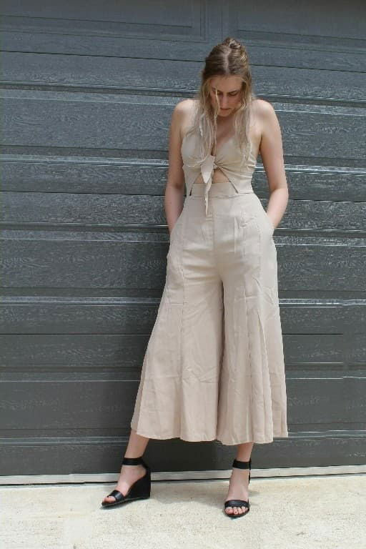 Brittany - Nude Cut Out Front Jumpsuit - Lady Jayne Boutique