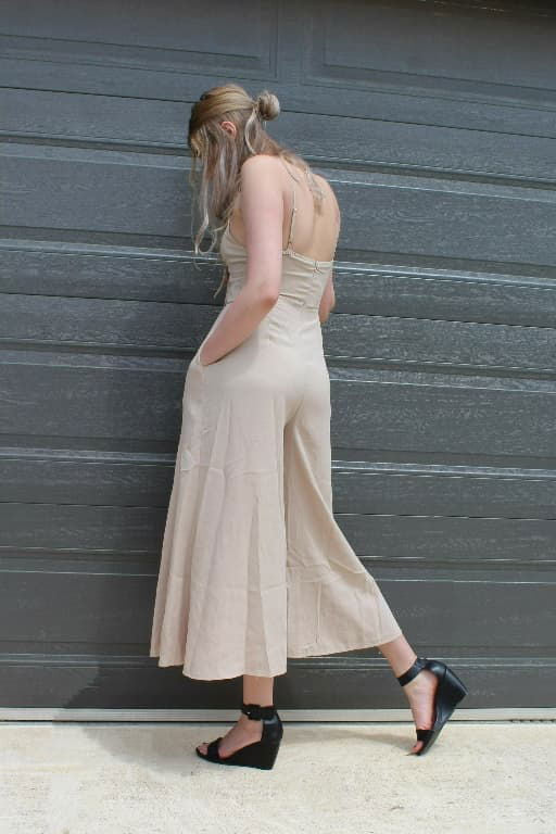 Brittany - Nude Cut Out Front Jumpsuit - Lady Jayne Boutique
