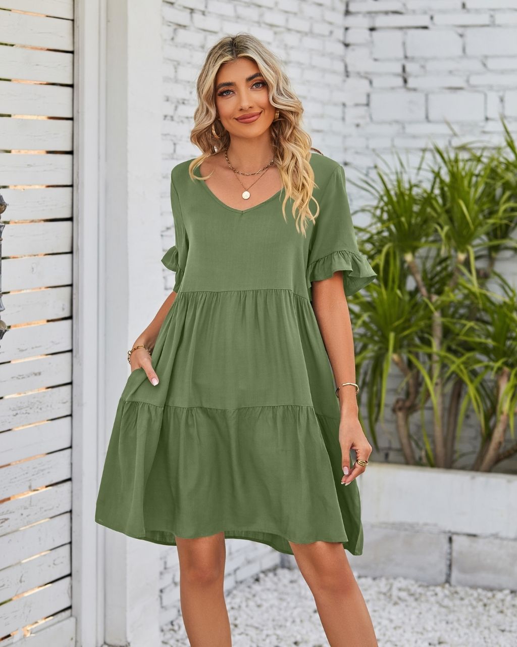Olive green sundress deals