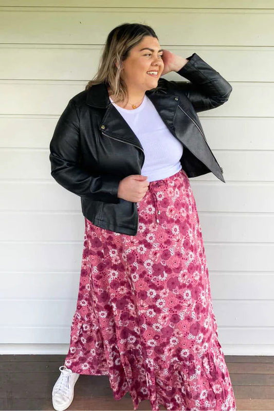 Ella - Pink Floral Maxi Skirt - Lady Jayne Boutique