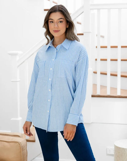 Diamond - Button Back Blue Stripe Shirt