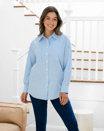Diamond - Button Back Blue Stripe Shirt