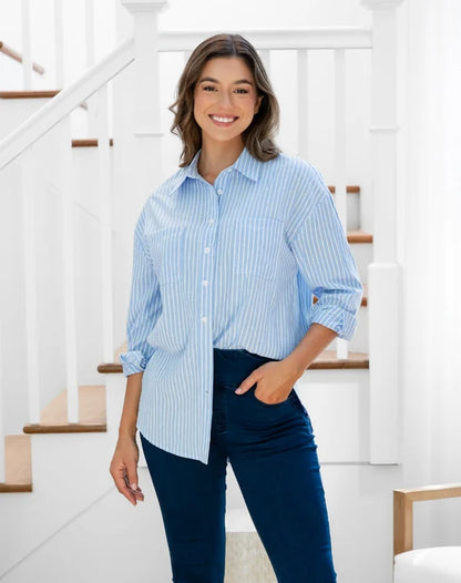 Diamond - Button Back Blue Stripe Shirt