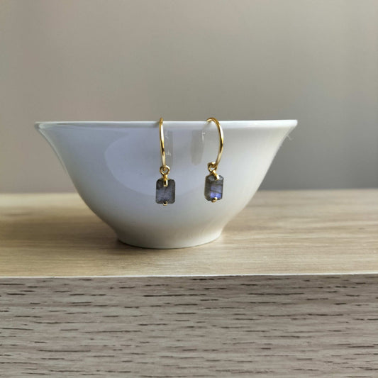 Earring Labradorite Silver 925 18CT Gold Plate