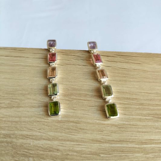 STERLING SILVER EARRINGS - AMETHYST - PINK TOURMALINE HYDRO - MORGANITE HYDRO - GREEN AMETHYST - PERIDOT