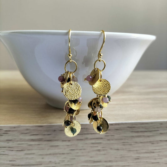 925 Silver ER 18 Carat Gold Plated- Multi Tourmaline