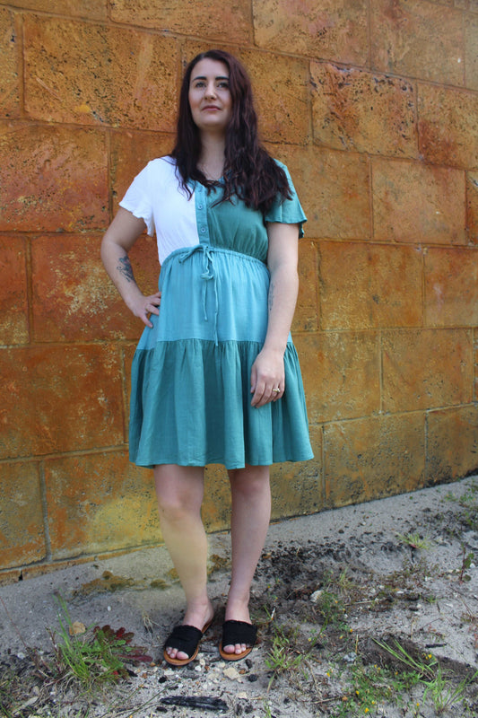 Venice - Green Block Print Dress