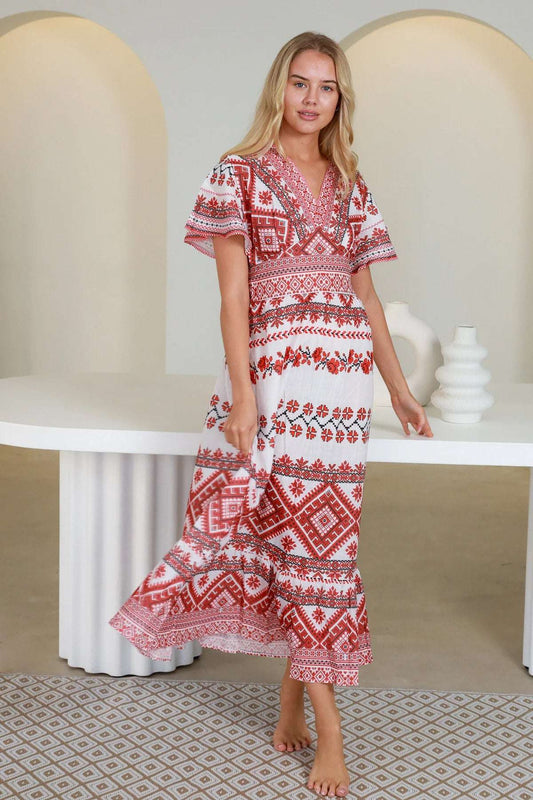 Red Pattern Coverup / Dress