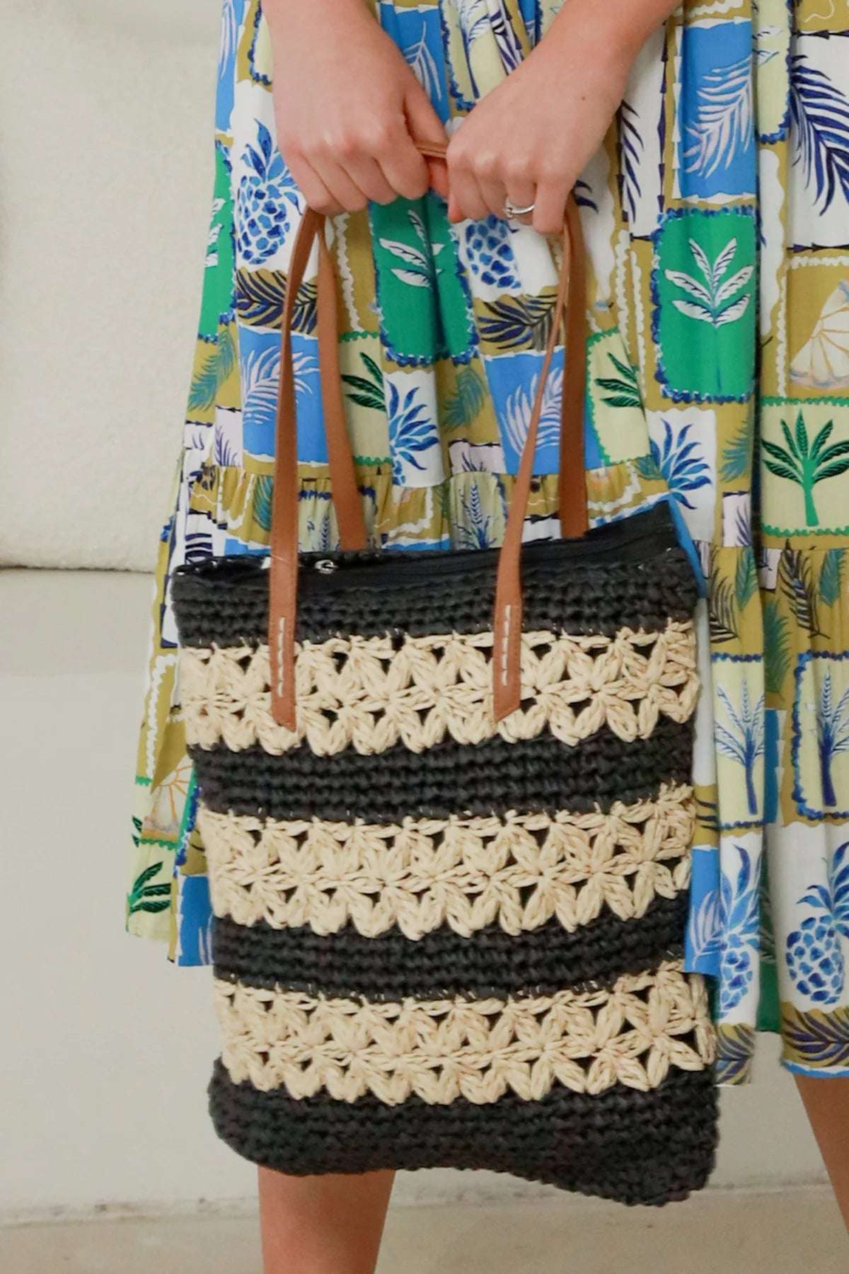 Black & White Stripe Crochet Bag #4
