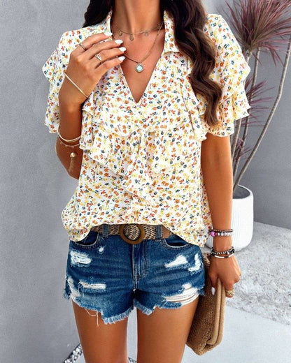 Jenny - Floral Frilled Top