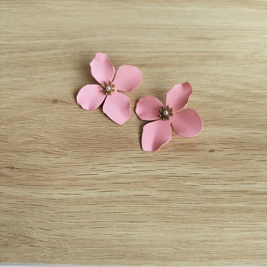 Pink Enamel Earrings