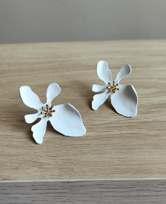 White Enamel Earrings