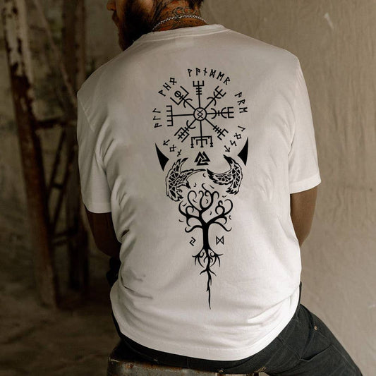 Viking Retro Culture Cotton T-shirt White Color Tee - Style 3